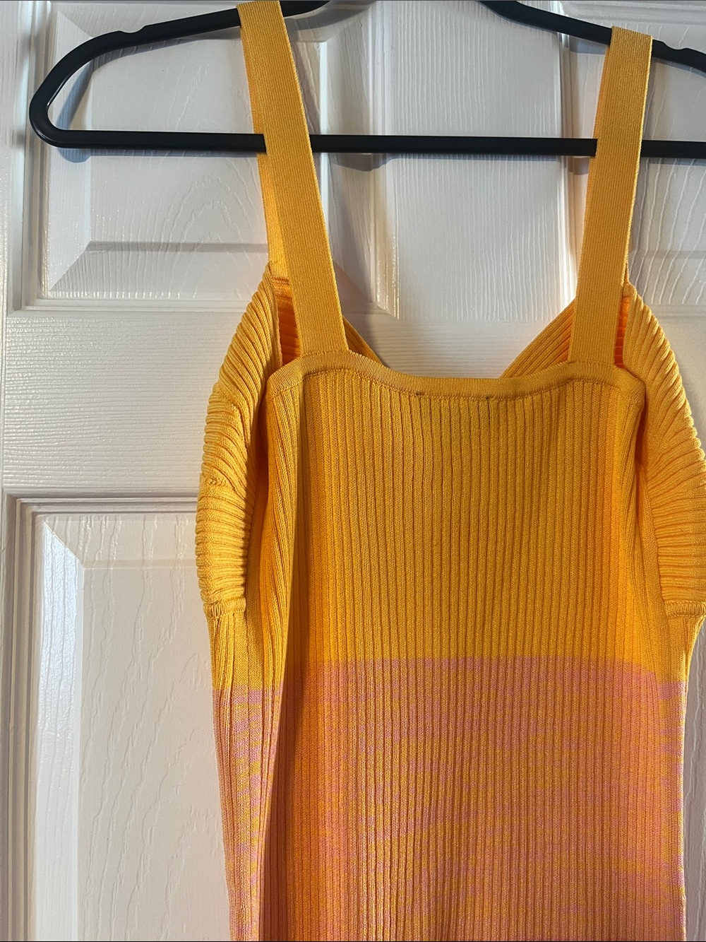 Express Yellow Ribbed Twist-Front Dress - Picture 5 of 9
